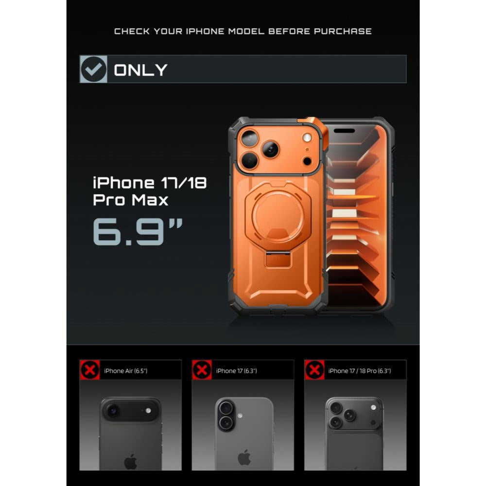 iPhone 18 Pro Max / 17 Pro Max Supcase UB Grip Mag Cover - MagSafe Kompatibel - Orange