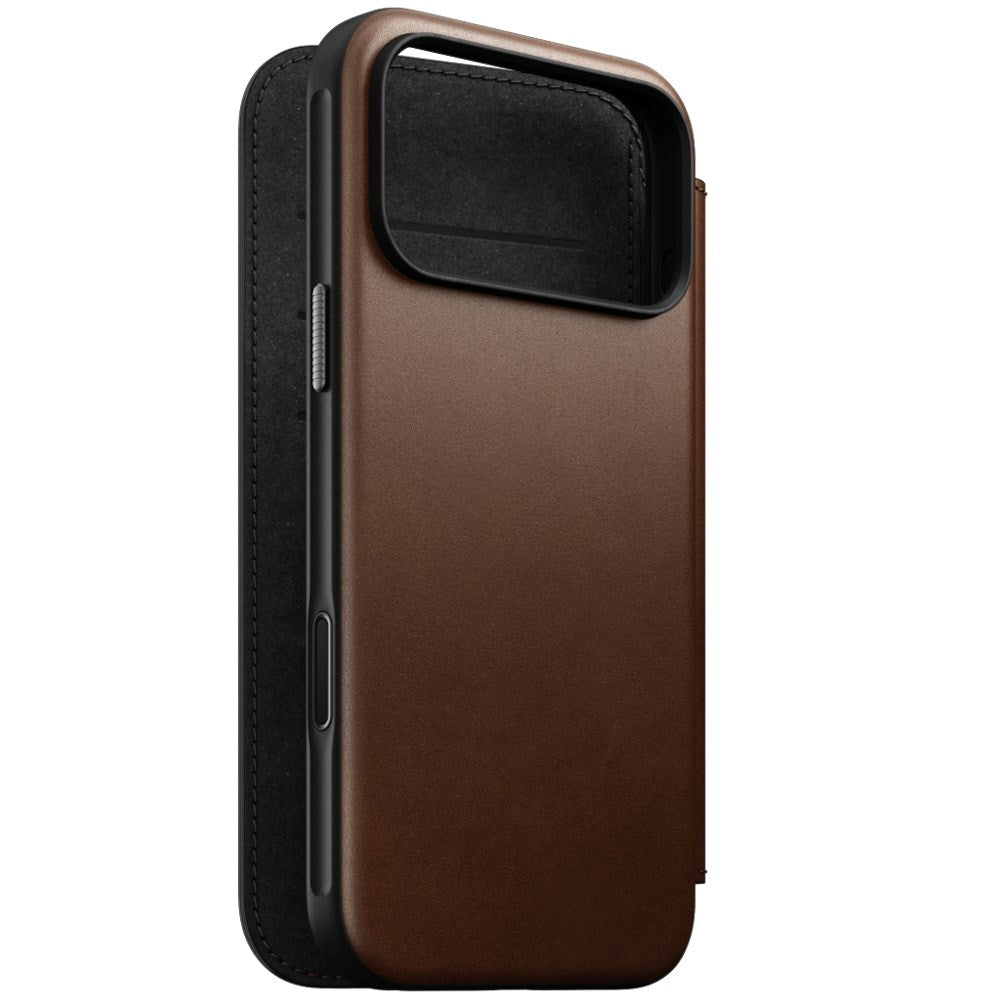 iPhone 18 Pro Max / 17 Pro Max Nomad Modern Leather Folio Case - MagSafe Kompatibel - Brown