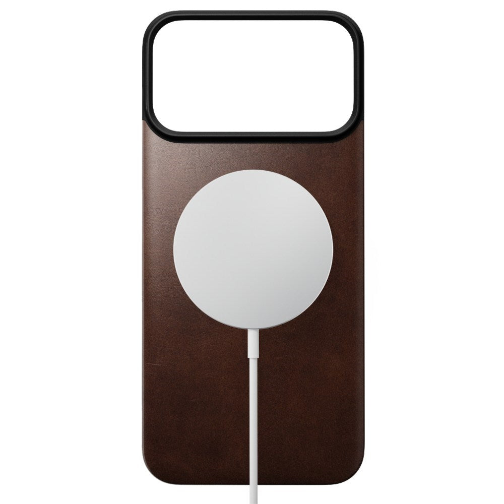 iPhone 18 Pro / 17 Pro Nomad Magnetic Horween Leather Back Case - MagSafe Kompatibel - Rustic Brown