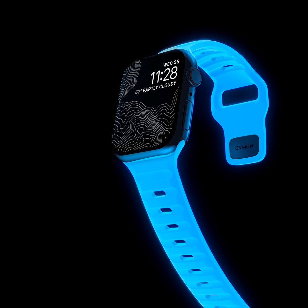 Apple Watch (38/40/SE/41/42mm) Nomad Sport Band Rem - Icy Blue Glow