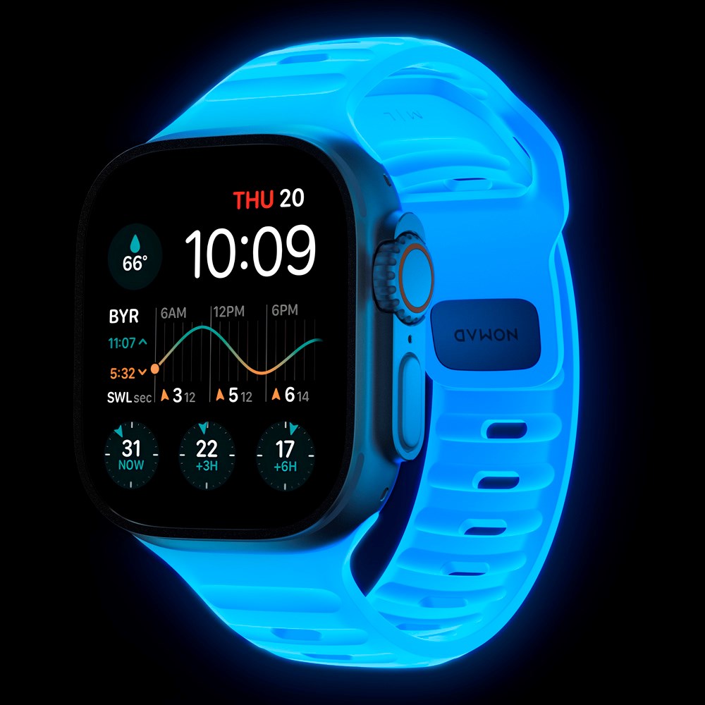 Apple Watch (42/44/SE/45/46/49mm) Nomad Sport Band Rem - Icy Blue Glow