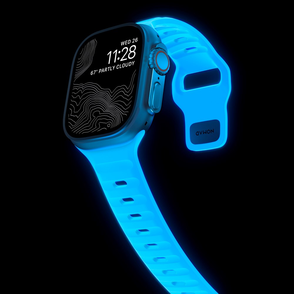Apple Watch (42/44/SE/45/46/49mm) Nomad Sport Band Rem - Icy Blue Glow