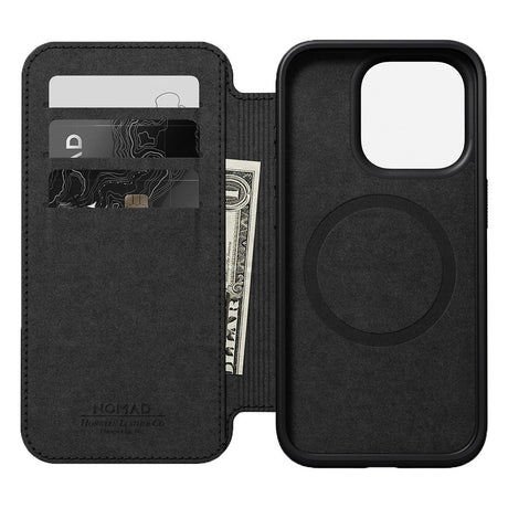 Nomad iPhone 15 Pro Modern Horween Leather Folio Cover - MagSafe Kompatibel - Brun