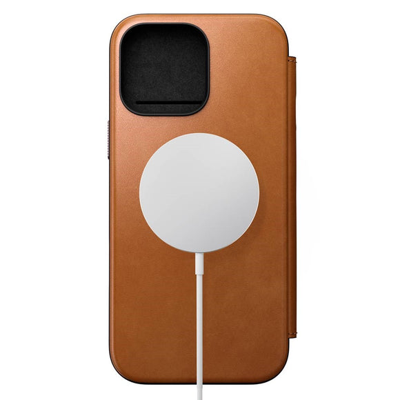 Nomad iPhone 16 Pro Max Modern Leather Folio Cover - MagSafe Kompatibel - Tan