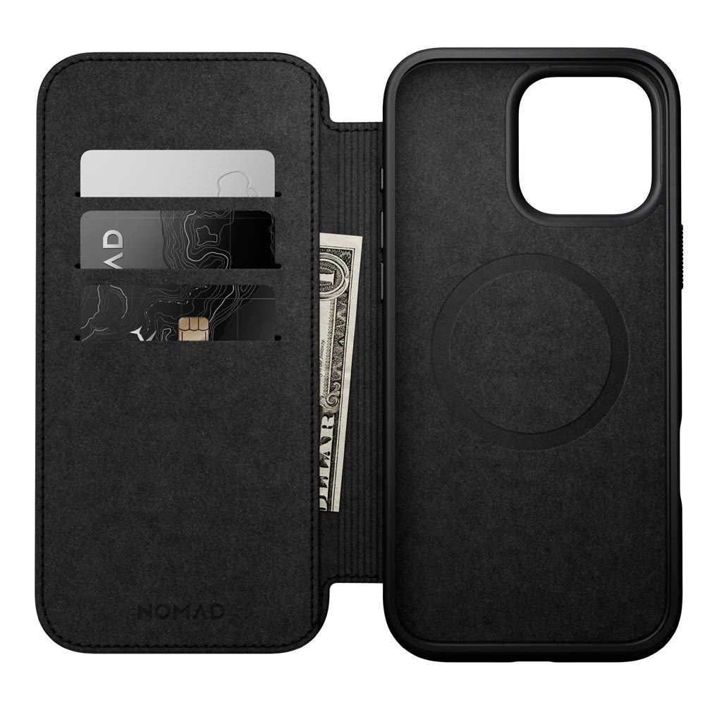 Nomad iPhone 16 Pro Max Modern Leather Folio Cover - MagSafe Kompatibel - Sort