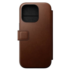 Nomad iPhone 16 Pro Modern Leather Folio Cover - MagSafe Kompatibel - Brun
