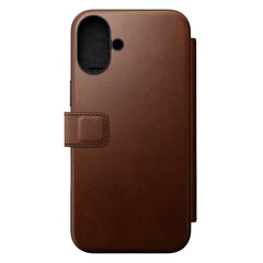 Nomad iPhone 16 Plus Modern Leather Folio Cover - MagSafe Kompatibel - Brun