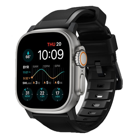 Apple Watch (42/44/SE/45/46/49mm) Nomad Rugged Band Rem - Black / Black Hardware