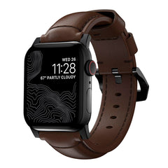 Apple Watch (42/44/SE/45/46/49mm) Nomad Traditional Horween Band Rem - Rustic Brown / Black Hardware
