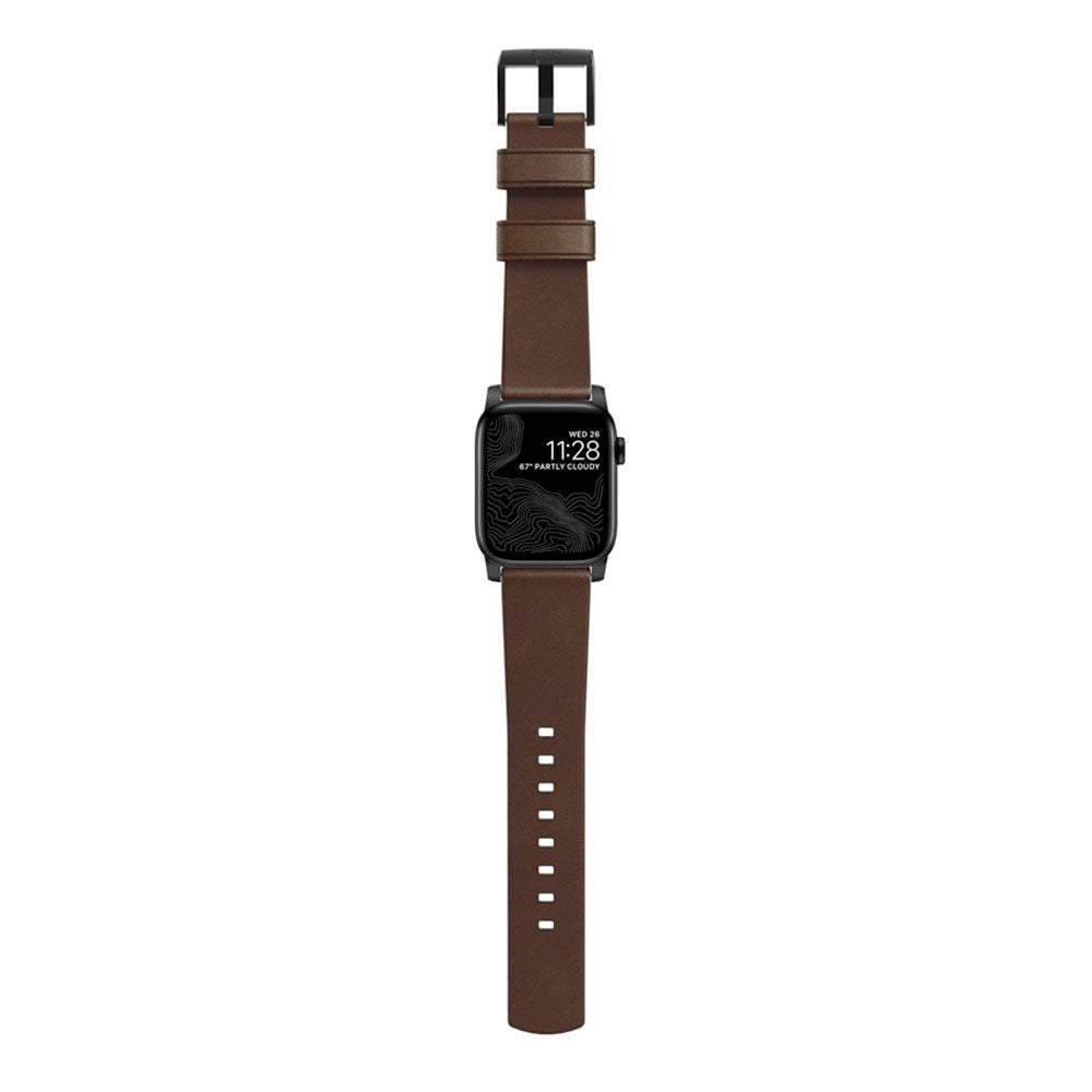 Apple Watch (42/44/SE/45/46/49mm) Nomad Modern Horween Band Rem - Rustic Brown / Black Hardware