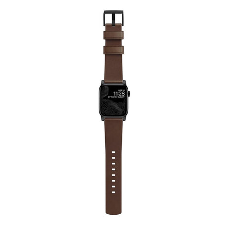 Apple Watch (42/44/SE/45/46/49mm) Nomad Modern Horween Band Rem - Rustic Brown / Black Hardware