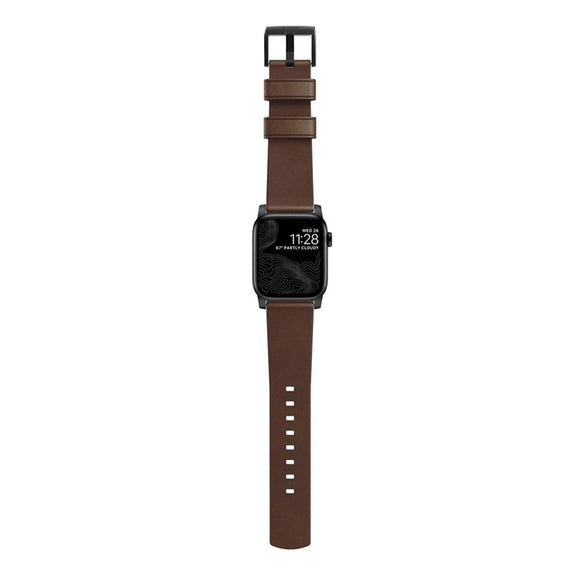 Apple Watch (42/44/SE/45/46/49mm) Nomad Modern Horween Band Rem - Rustic Brown / Black Hardware