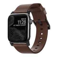 Apple Watch (42/44/SE/45/46/49mm) Nomad Modern Horween Band Rem - Rustic Brown / Black Hardware