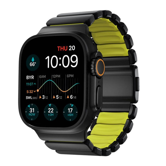 Apple Watch (42 / 44 / SE / 45 / 46 / 49mm) Nomad Stratos Band - Black Titanium - Volt