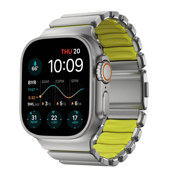 Apple Watch (42 / 44 / SE / 45 / 46 / 49mm) Nomad Stratos Band - Natural Titanium - Volt