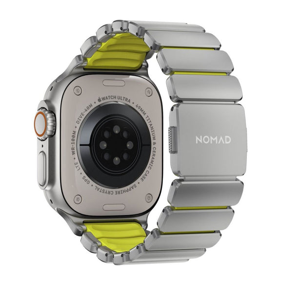 Apple Watch (42 / 44 / SE / 45 / 46 / 49mm) Nomad Stratos Band - Natural Titanium - Volt