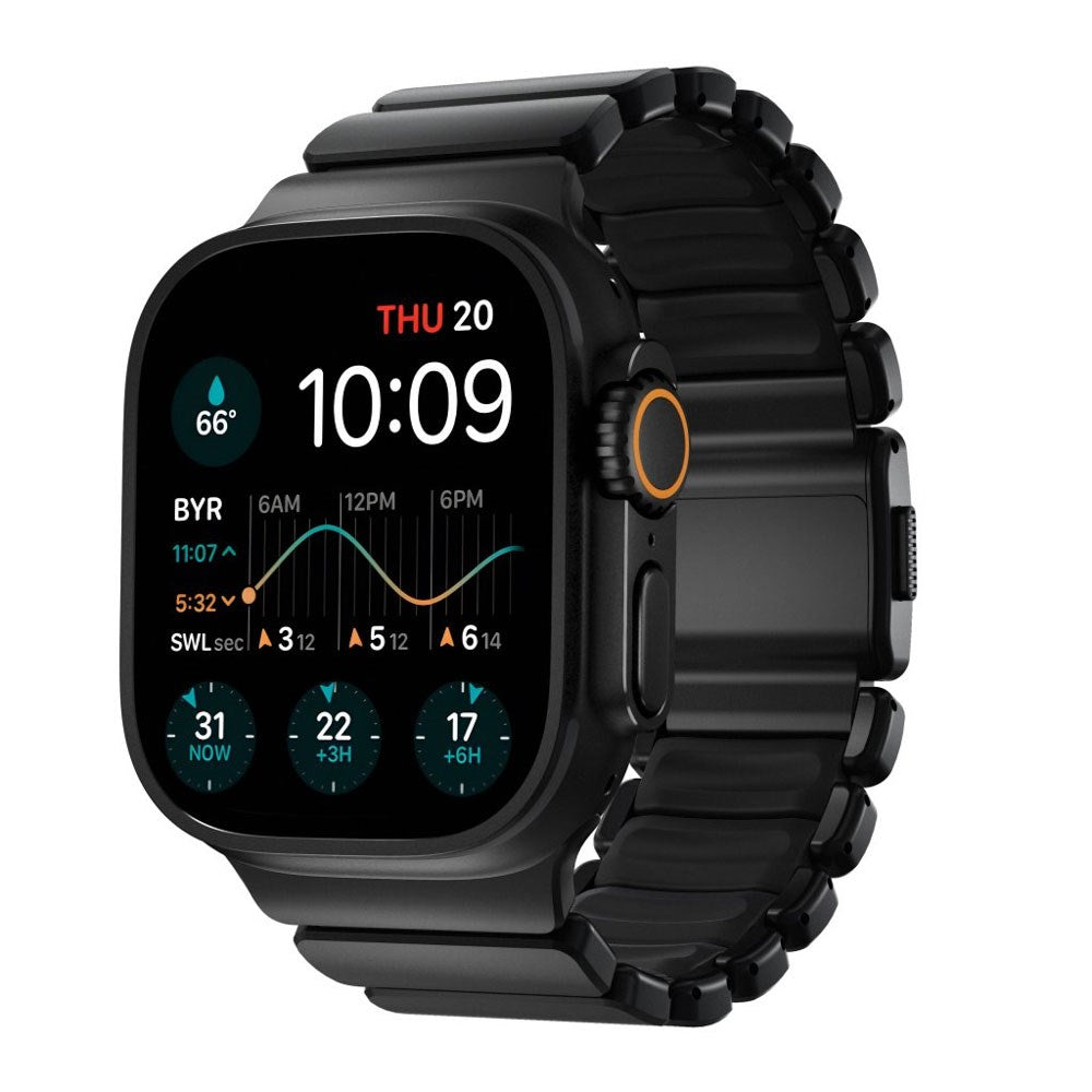 Apple Watch (42 / 44 / SE / 45 / 46 / 49mm) Nomad Stratos Band - Black Titanium - Black