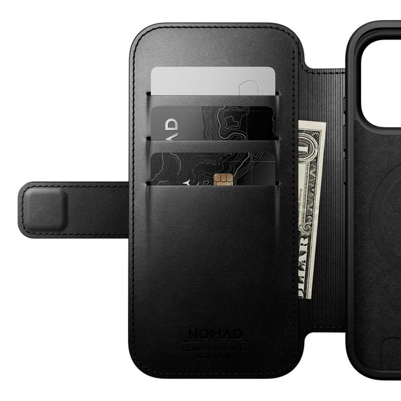 Nomad iPhone 17 Pro Modern Horween Leather Folio Case - MagSafe Kompatibel - Black