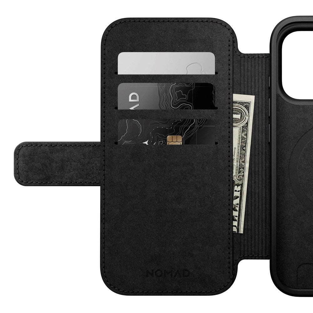 Nomad iPhone 17 Pro Modern Leather Folio Case - MagSafe Kompatibel - Black