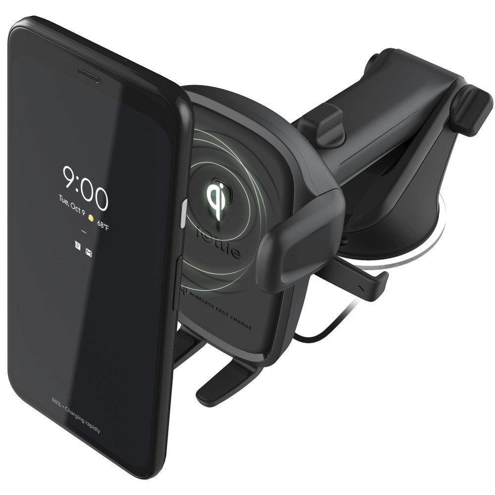 iOttie Easy-One-Touch Qi Mobilholder m. Trådløs Opladning - Instrumentbræt / Forrude - Sort