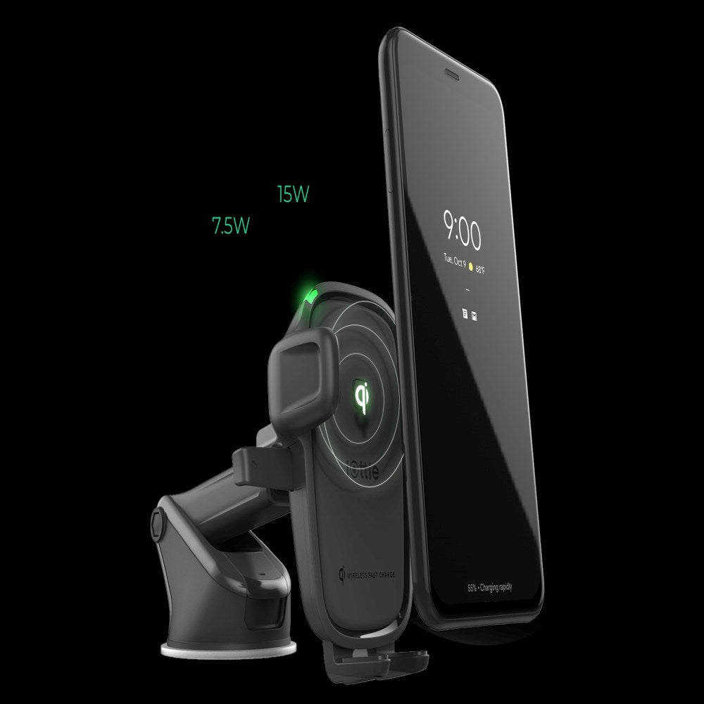 iOttie Easy-One-Touch Qi Mobilholder m. Trådløs Opladning - Instrumentbræt / Forrude - Sort
