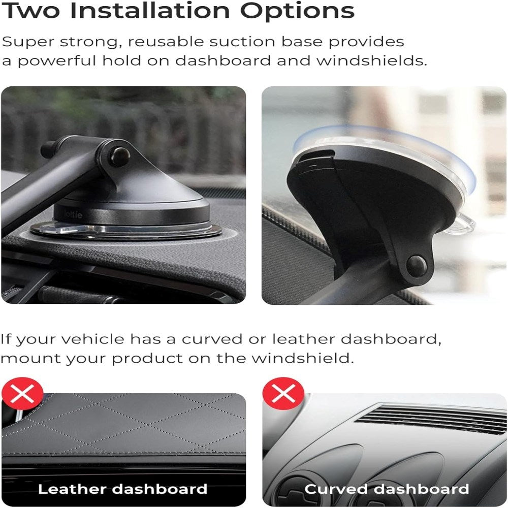 iOttie Velox Qi2 Mobilholder m. Trådløs Oplader - Instrumentbræt / Forrude - MagSafe Kompatibel - Sort
