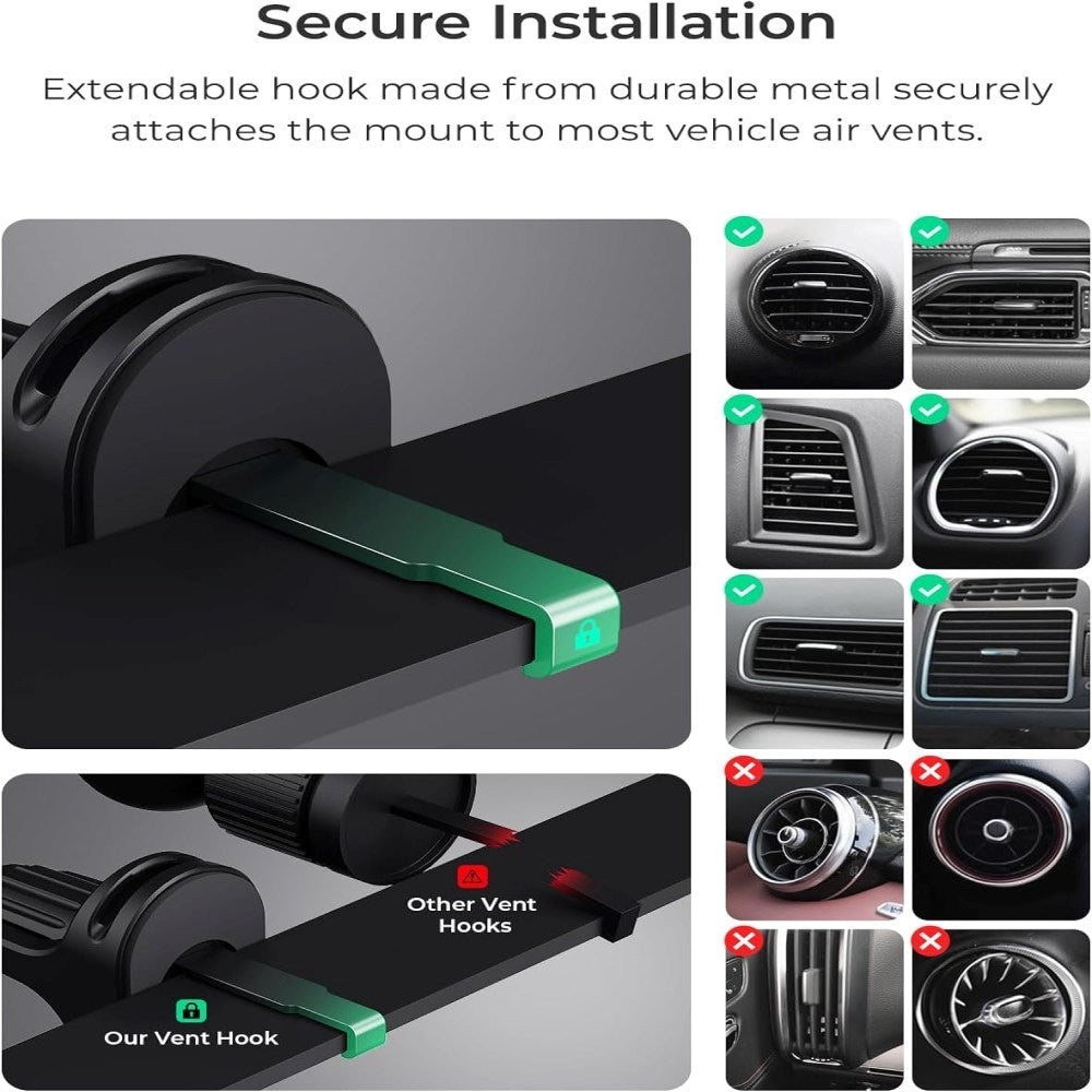 iOttie iTap 3 Mobilholder til Ventilationsanlæg m. Magnetisk Ring - MagSafe Kompatibel - Sort