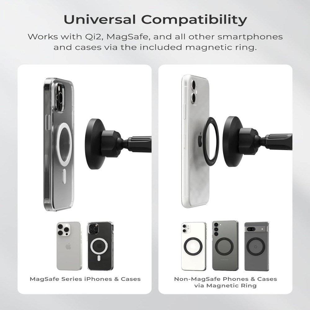 iOttie iTap 3 Mobilholder til Ventilationsanlæg m. Magnetisk Ring - MagSafe Kompatibel - Sort