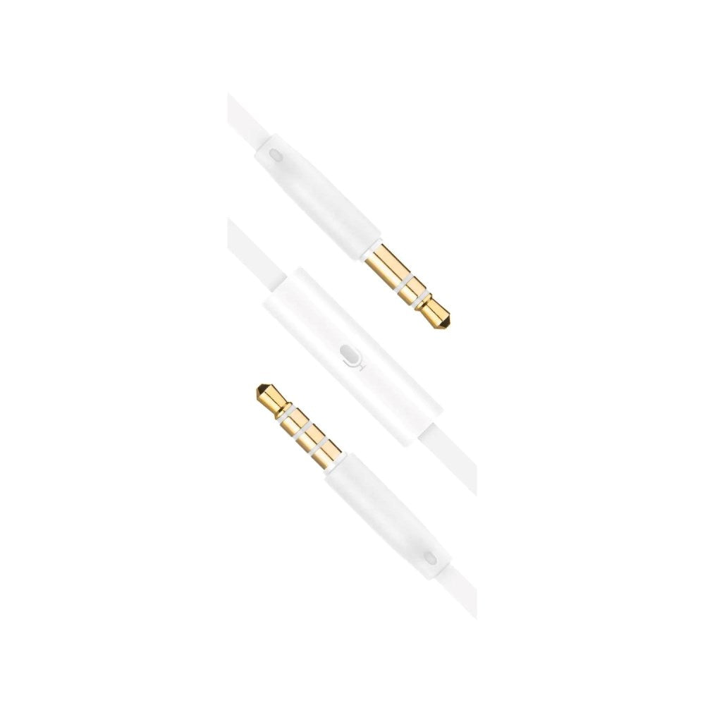 Fixed AUX Lydkabel m. Mikrofon - 2 x 3.5mm Minijack - 1 m - Hvid