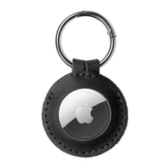 Fixed Airtag Ægte Læder Cover m. Karabinhage - Sort