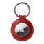 Fixed Airtag Ægte Læder Cover m. Karabinhage - Rød