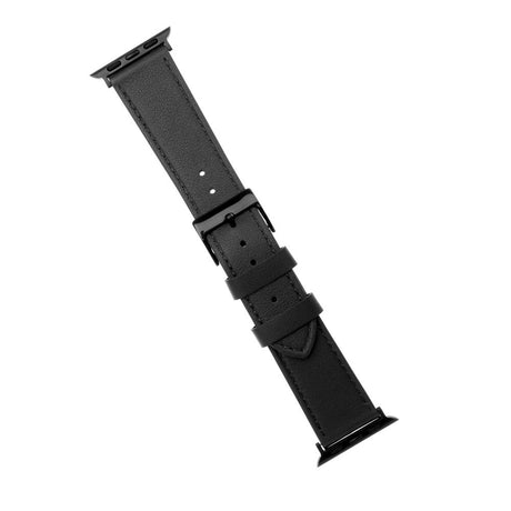 Apple Watch (42/44/SE/45/46/49mm) Fixed Ægte Læder Rem - Sort