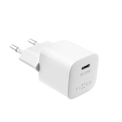 Fixed Mini Vægoplader m. 1x USB-C / 1x USB-C Kabel 20W - 1m - Hvid