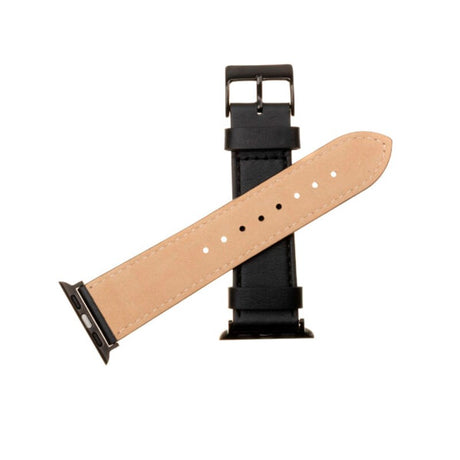 Apple Watch (38 / 40 / SE / 41 / 42mm) Fixed Ægte Læder Rem - Sort