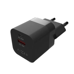 Fixed Mini 20W Vægoplader m. USB-A QC & USB-C PD - Sort
