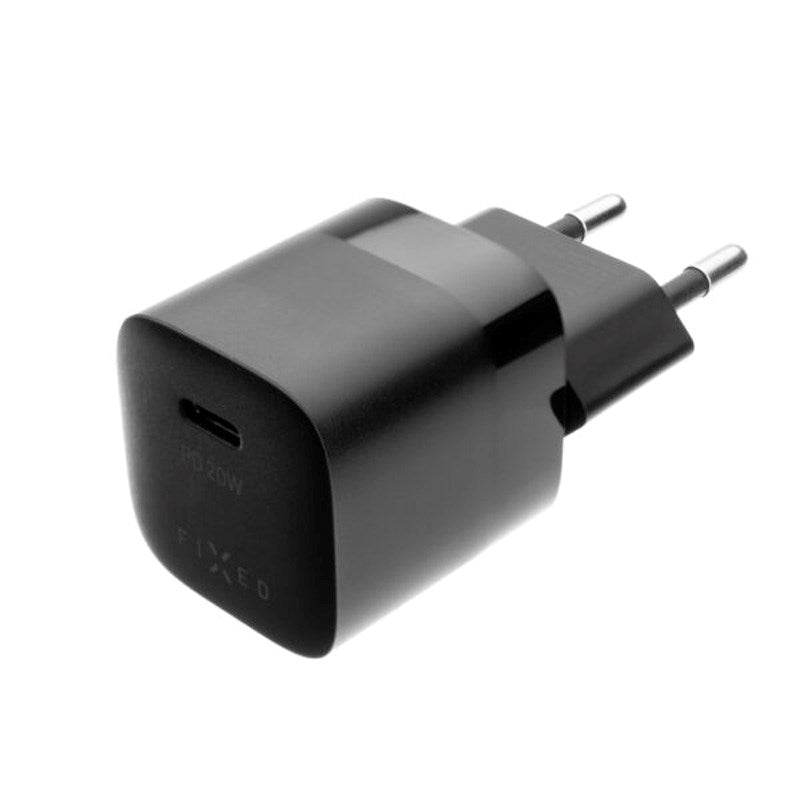 Fixed Mini Vægoplader m. 1x USB-C / 1x USB-C Kabel 20W - 1m - Sort