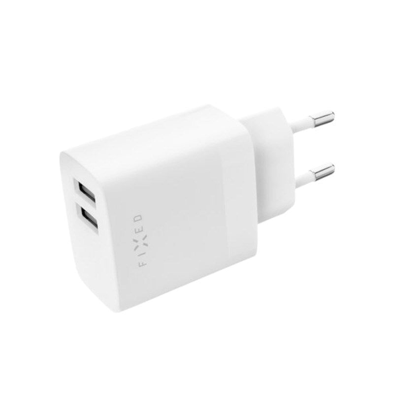 Fixed Vægoplader m. 2x USB-A 17W - Hvid