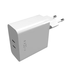 Fixed PD Hurtig Vægoplader 65W 2x USB-C - Hvid