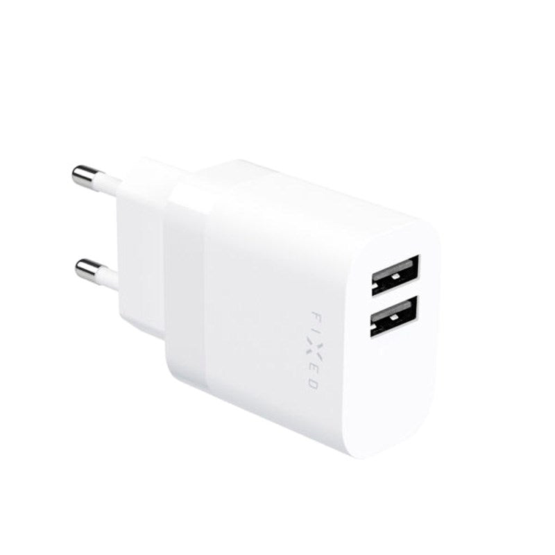 Fixed Vægoplader m. 2x USB-A / 1x USB-C Kabel 17W - 1m - Hvid