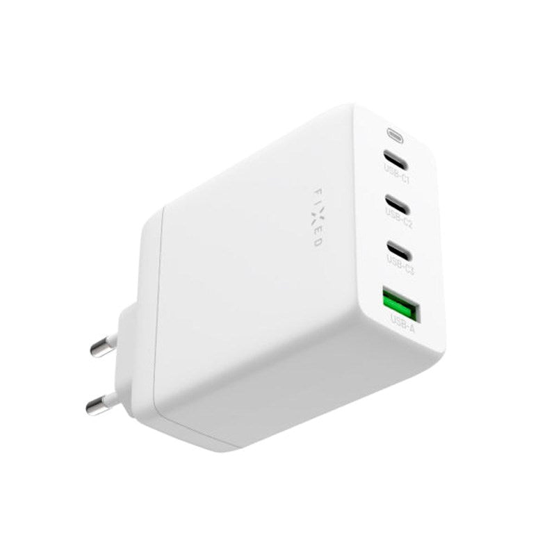 Fixed GaN 100W Vægoplader m. 3x USB-C / 1x USB-A - Hvid