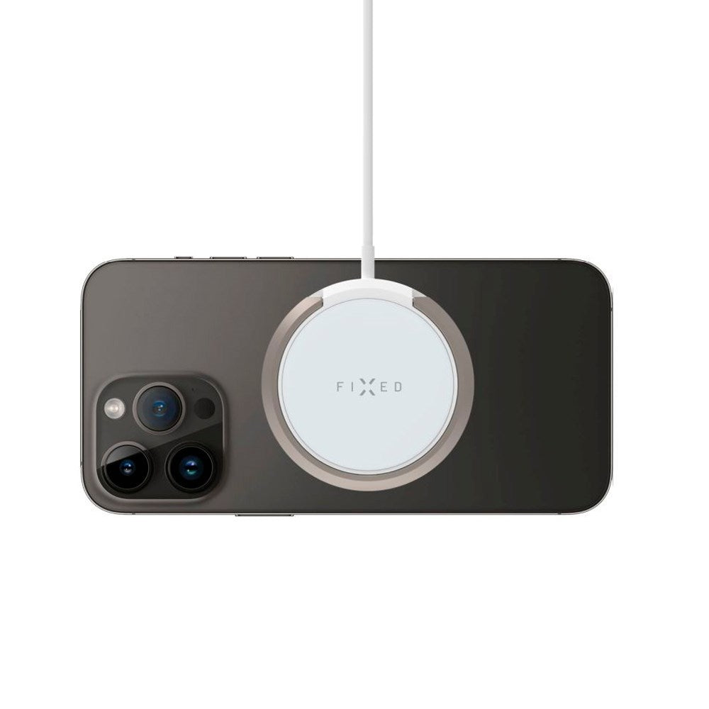 Fixed MagPad Magnetisk Trådløs Oplader 15W - MagSafe Kompatibel - Hvid