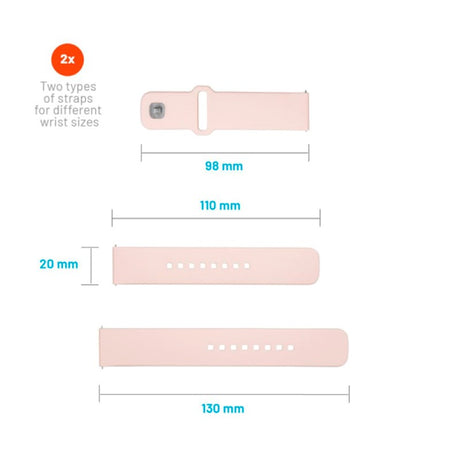 Fixed Universal Smartwatch Sporty Silikone Rem (20mm) - Lyserød
