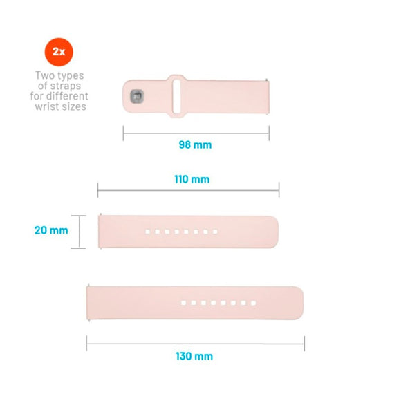 Fixed Universal Smartwatch Sporty Silikone Rem (20mm) - Lyserød