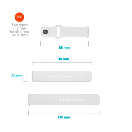 Fixed Universal Smartwatch Sporty Silikone Rem (20mm) - Hvid
