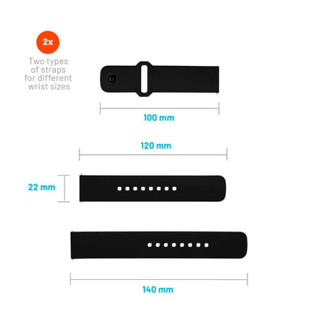 Fixed Universal Smartwatch Sporty Silikone Rem (22mm) - Sort