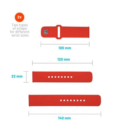Fixed Universal Smartwatch Sporty Silikone Rem (22mm) - Rød