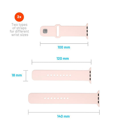 Apple Watch (42/44/SE/45/46/49mm) Fixed Sporty Silikone Rem Sæt - Lyserød