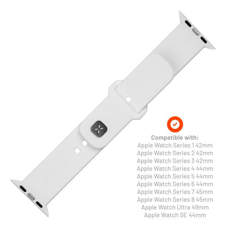 Apple Watch (42/44/SE/45/46/49mm) Fixed Sporty Silikone Rem Sæt - Hvid