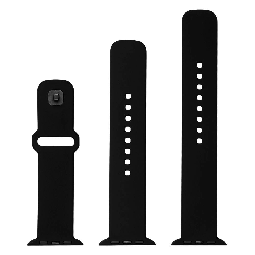 Apple Watch (38/40/SE/41/42mm) Fixed Sporty Silikone Rem Sæt - Sort