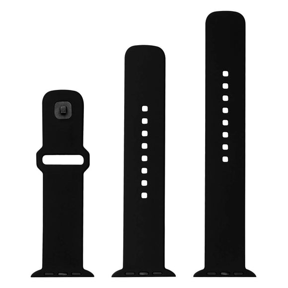 Apple Watch (38/40/SE/41/42mm) Fixed Sporty Silikone Rem Sæt - Sort